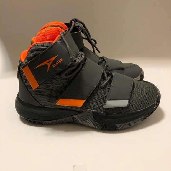 ASHION Boys Shoes Size 6 (37) Black Orange Velcro Lace‎ Up - Picture 1 of 12